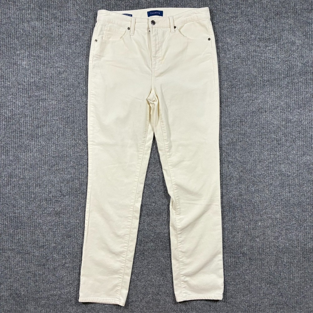 Talbots Womens High Waist Straight Leg Pants‎  Size 8 Cream Corduroy Classic